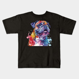 Bulldog Dog Water Color Pop Art Design for Dog Lover Kids T-Shirt